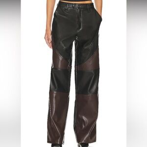 AFRM Flynn motocross vegan leather pants in black and brown  
NWT 
Size 29